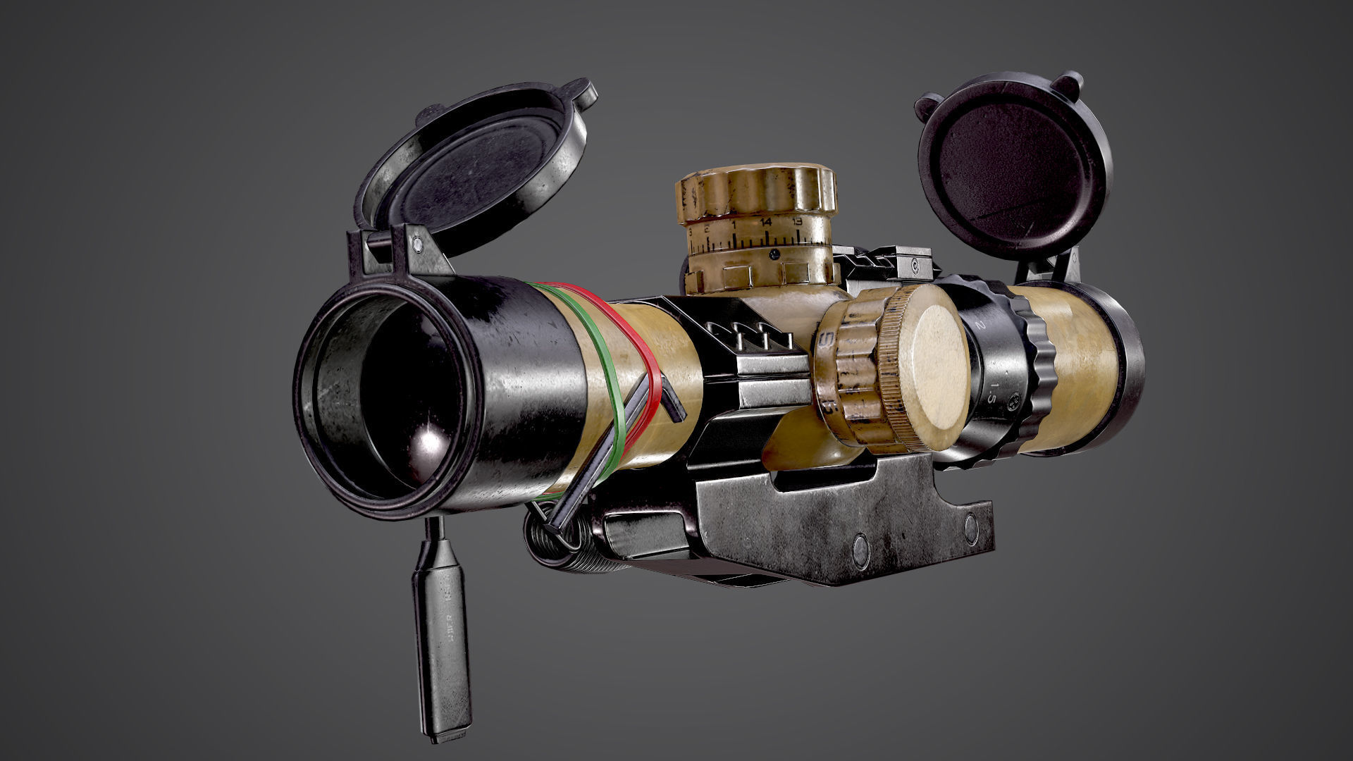 Sniper Optic Assault Scope 1 - 4x28 AAA FPS Game Ready Asset Low-poly 3D model_5