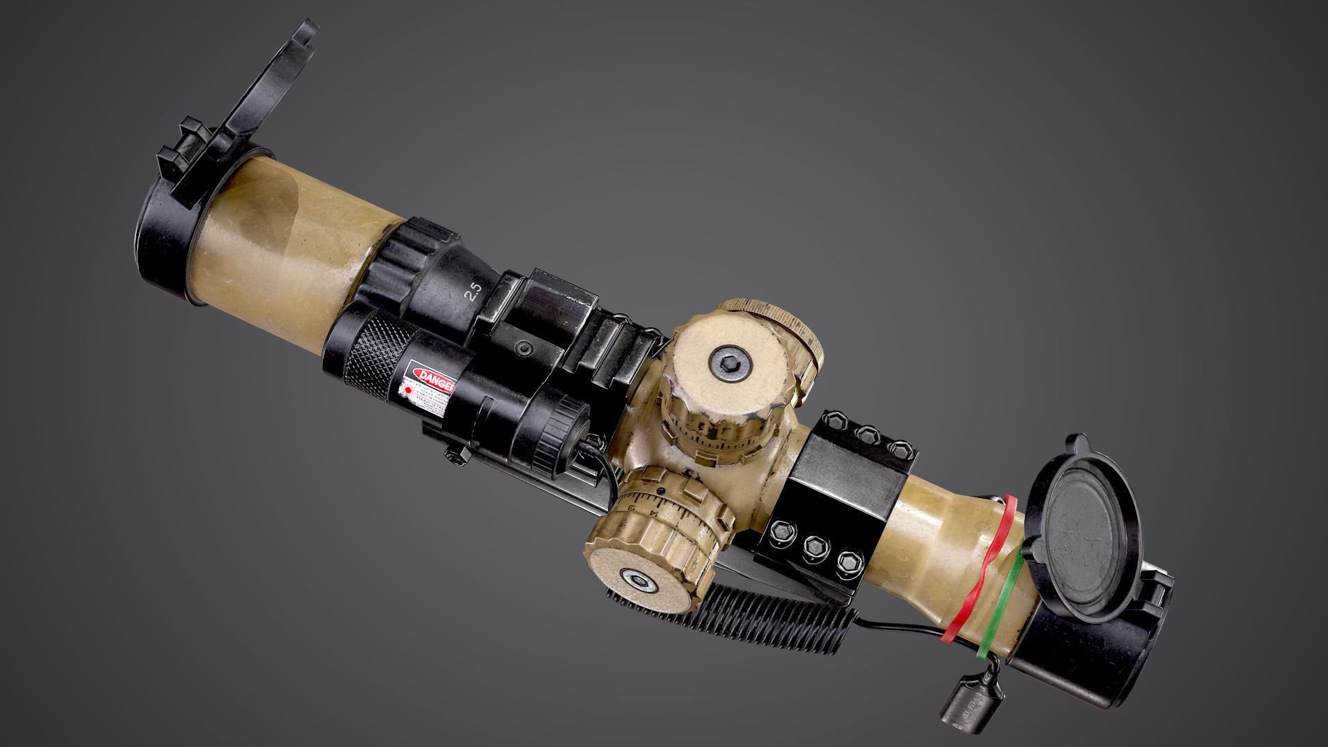 Sniper Optic Assault Scope 1 - 4x28 AAA FPS Game Ready Asset Low-poly 3D model_7