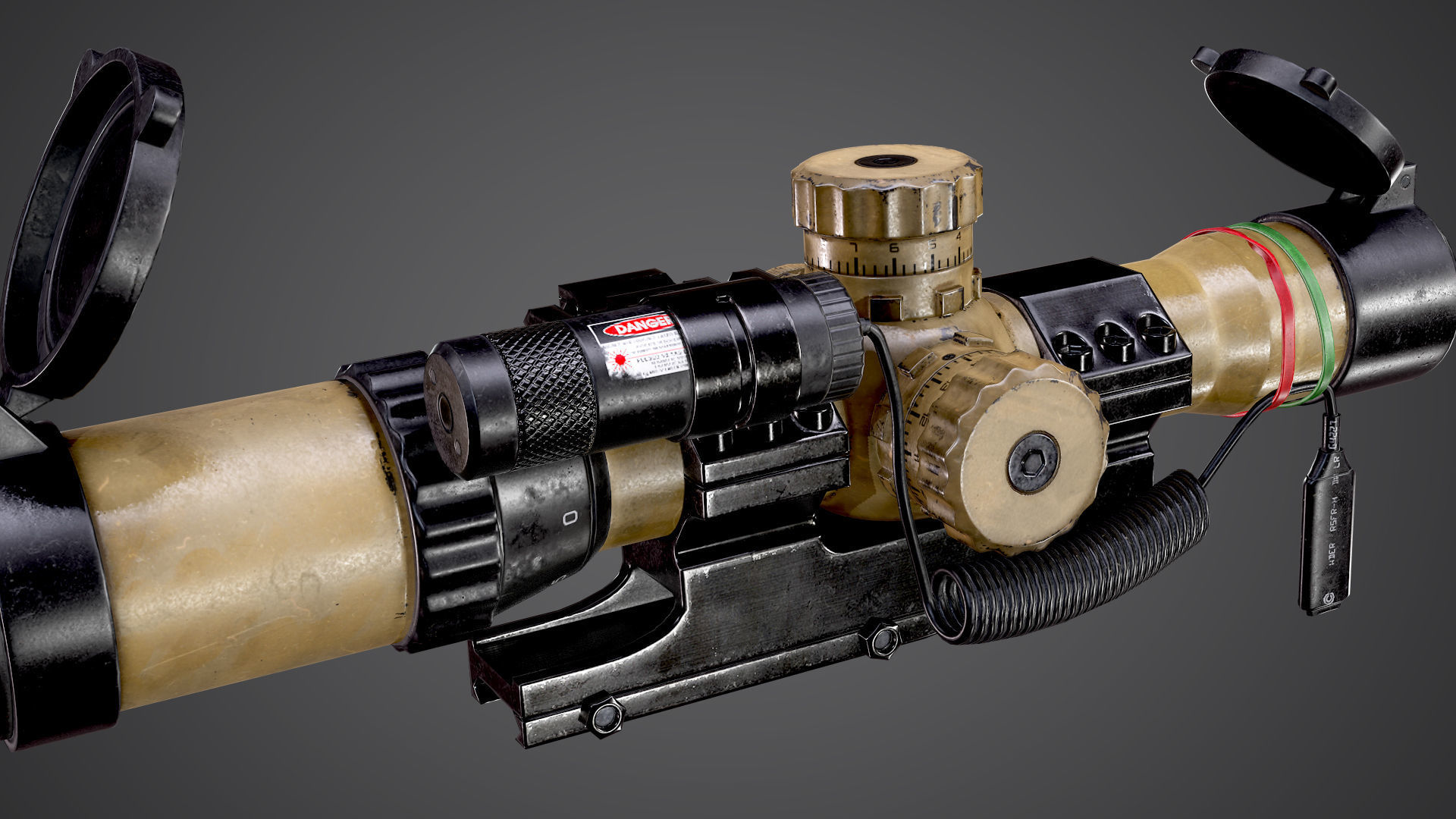 Sniper Optic Assault Scope 1 - 4x28 AAA FPS Game Ready Asset Low-poly 3D model_6
