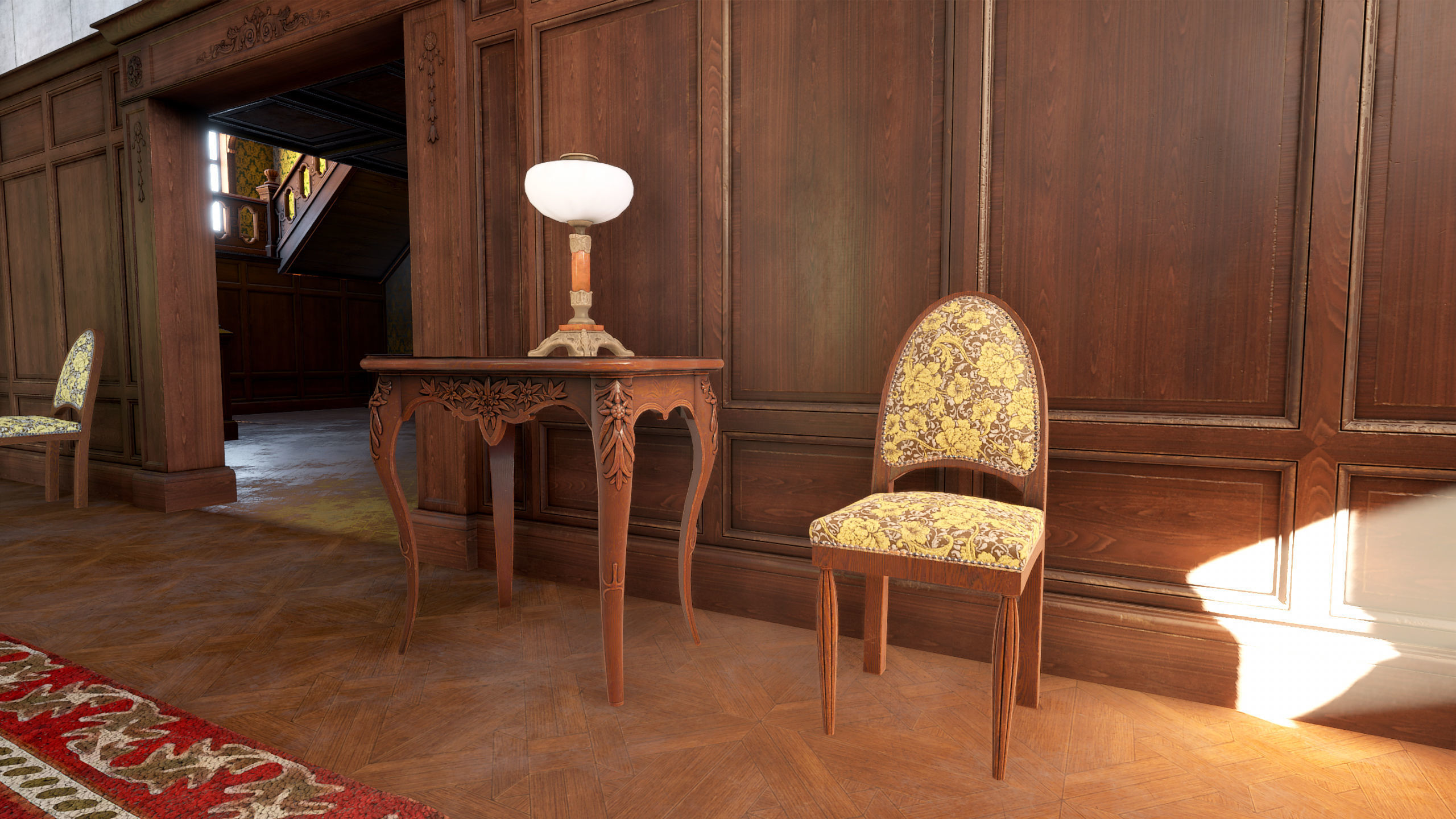 Modular Victorian Interior Mansion - Unity and Unreal Asset Pack Low-poly 3D model_22