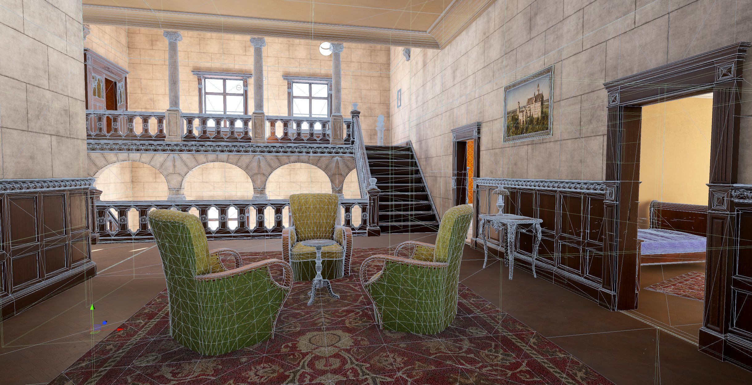 Modular Victorian Interior Mansion - Unity and Unreal Asset Pack Low-poly 3D model_10