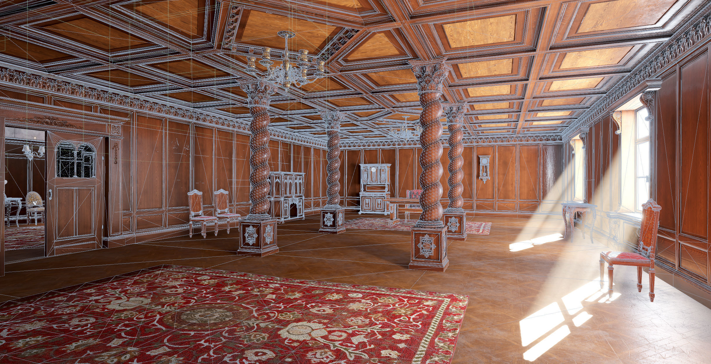 Modular Victorian Interior Mansion - Unity and Unreal Asset Pack Low-poly 3D model_9