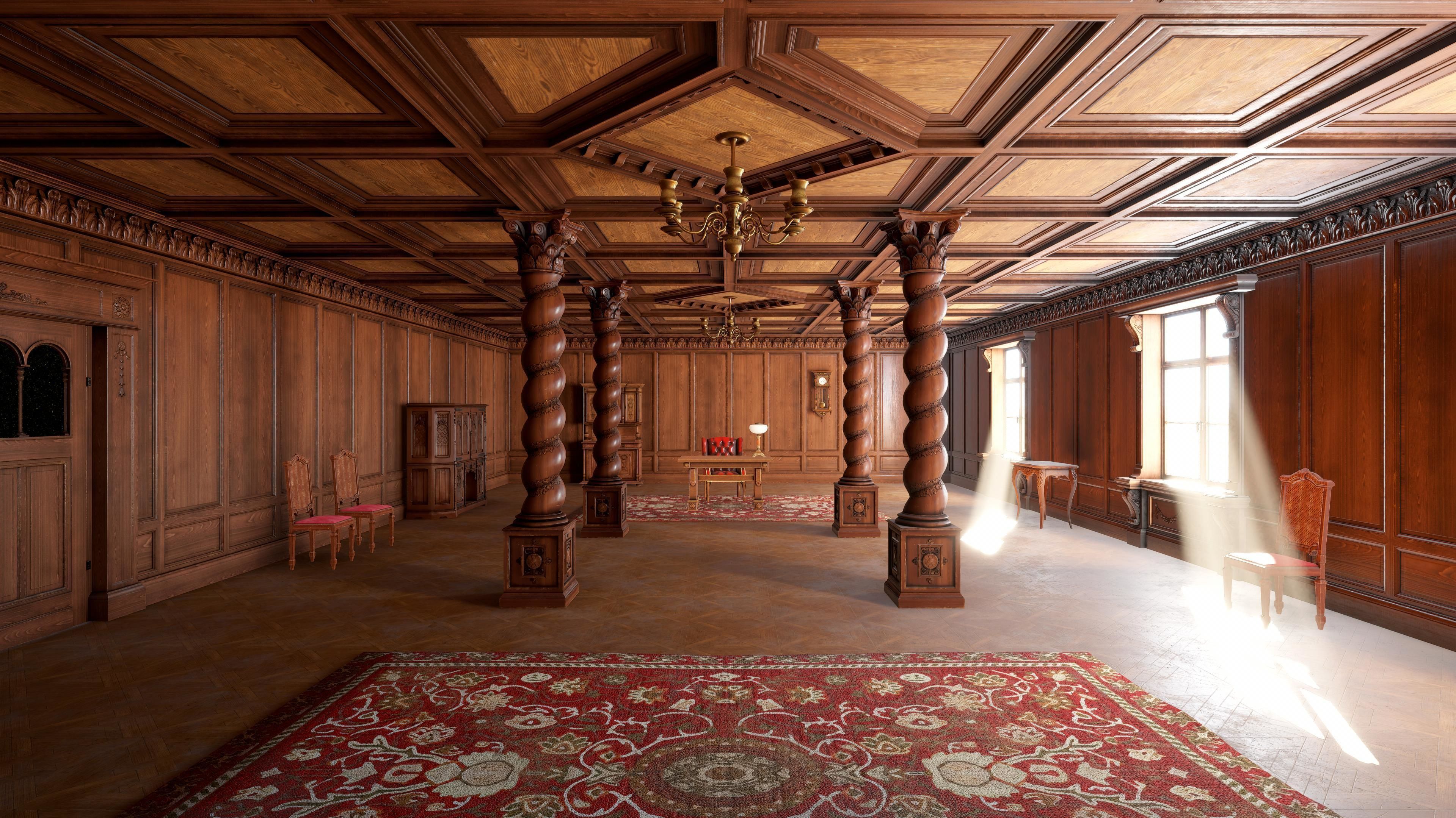 Modular Victorian Interior Mansion - Unity and Unreal Asset Pack Low-poly 3D model_3