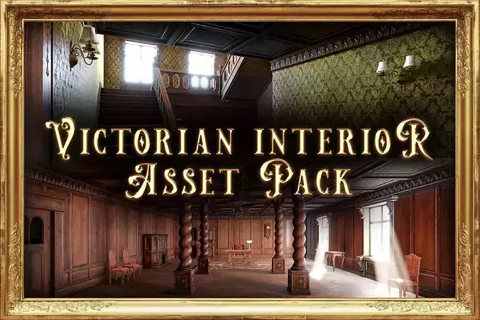 Modular Victorian Interior Mansion - Unity and Unreal Asset Pack Low-poly 3D model