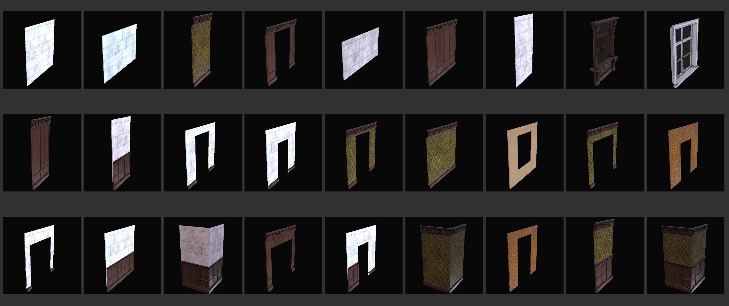 Modular Victorian Interior Mansion - Unity and Unreal Asset Pack Low-poly 3D model_34