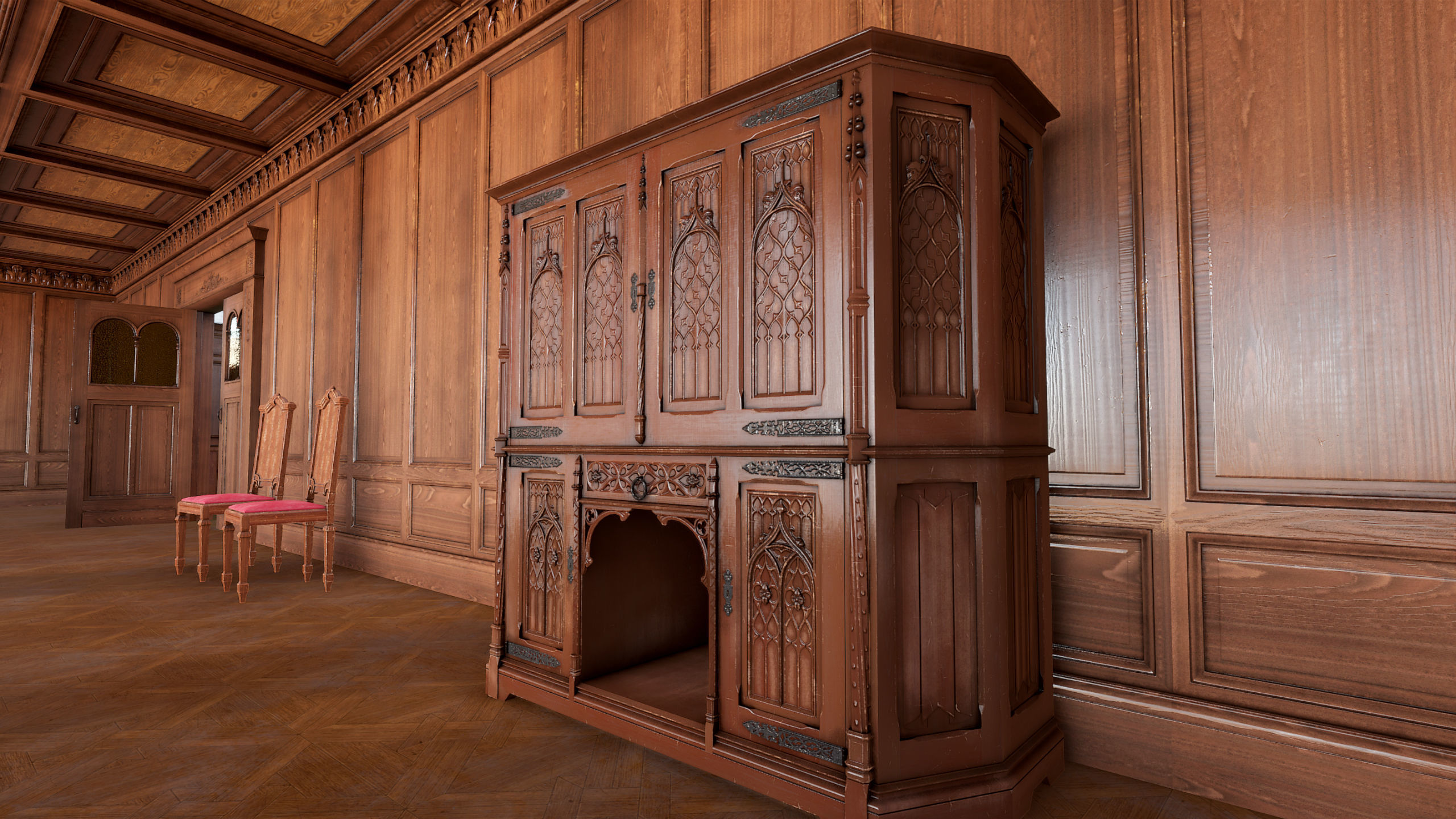 Modular Victorian Interior Mansion - Unity and Unreal Asset Pack Low-poly 3D model_19
