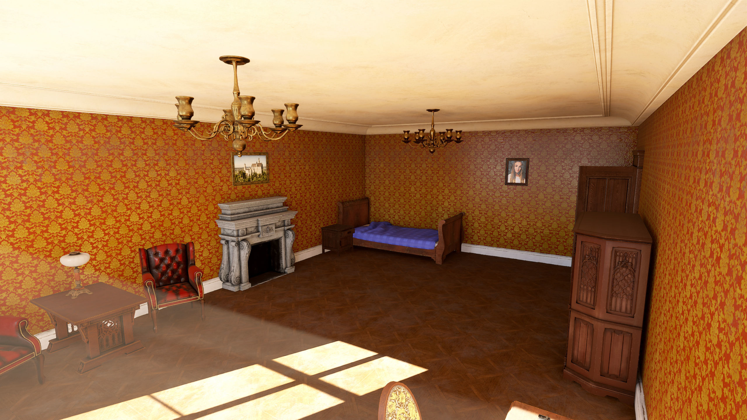 Modular Victorian Interior Mansion - Unity and Unreal Asset Pack Low-poly 3D model_11