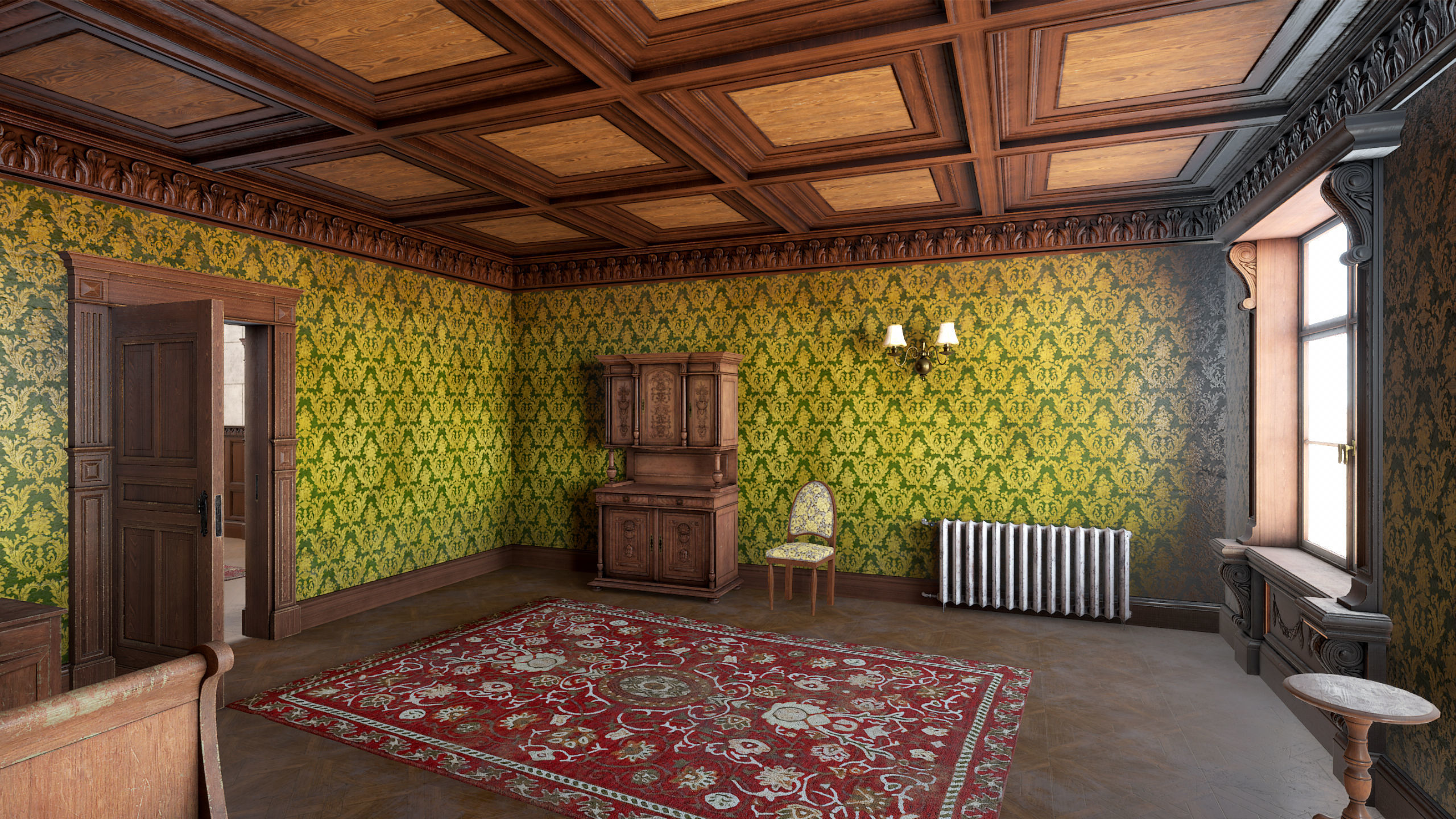 Modular Victorian Interior Mansion - Unity and Unreal Asset Pack Low-poly 3D model_6