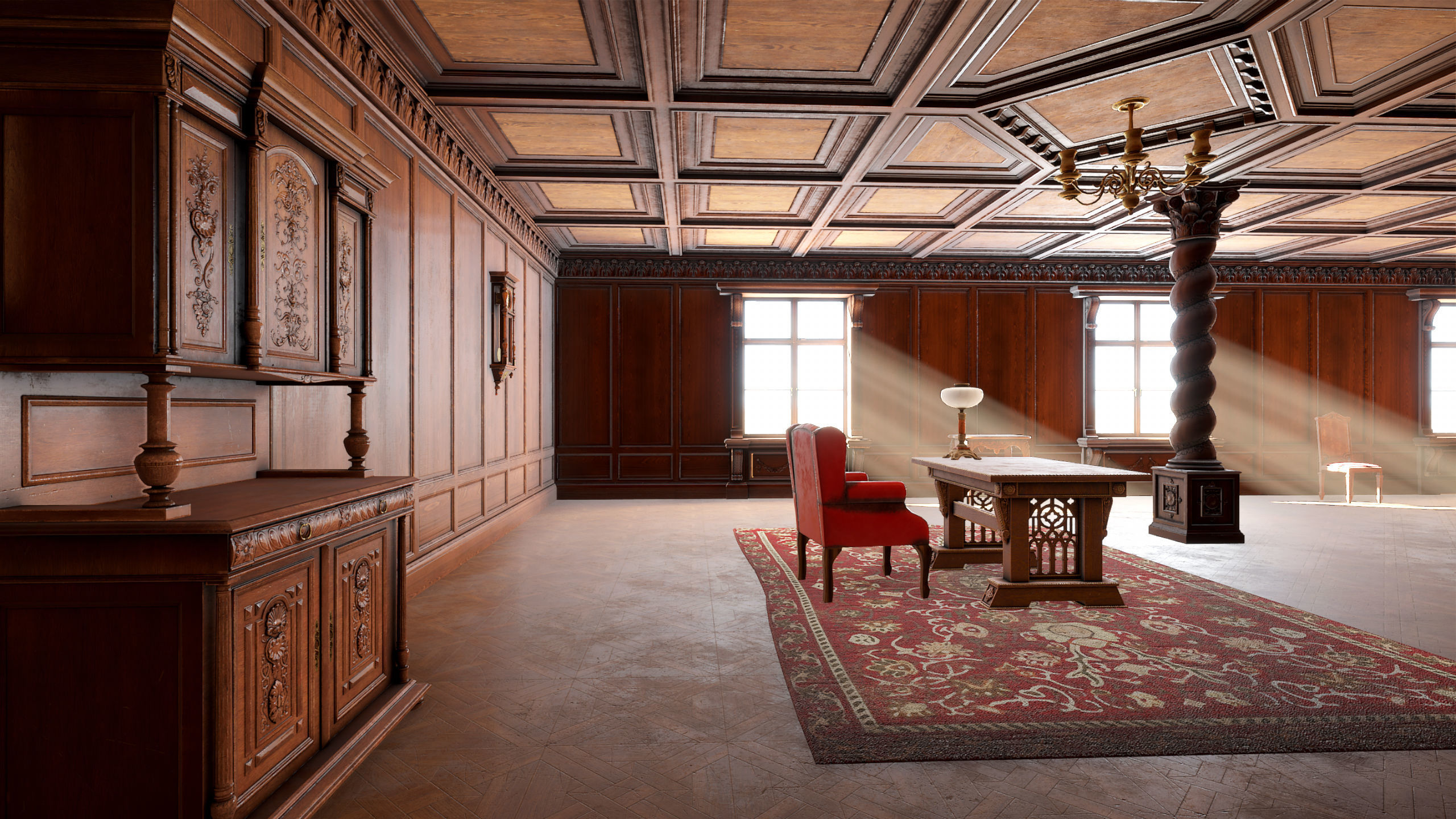 Modular Victorian Interior Mansion - Unity and Unreal Asset Pack Low-poly 3D model_18