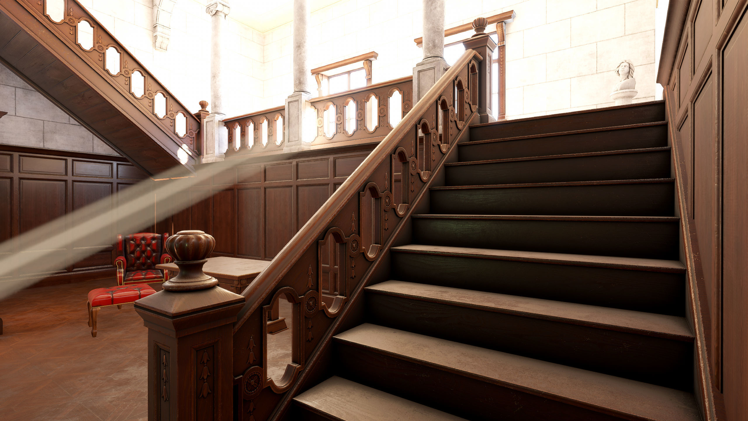 Modular Victorian Interior Mansion - Unity and Unreal Asset Pack Low-poly 3D model_31