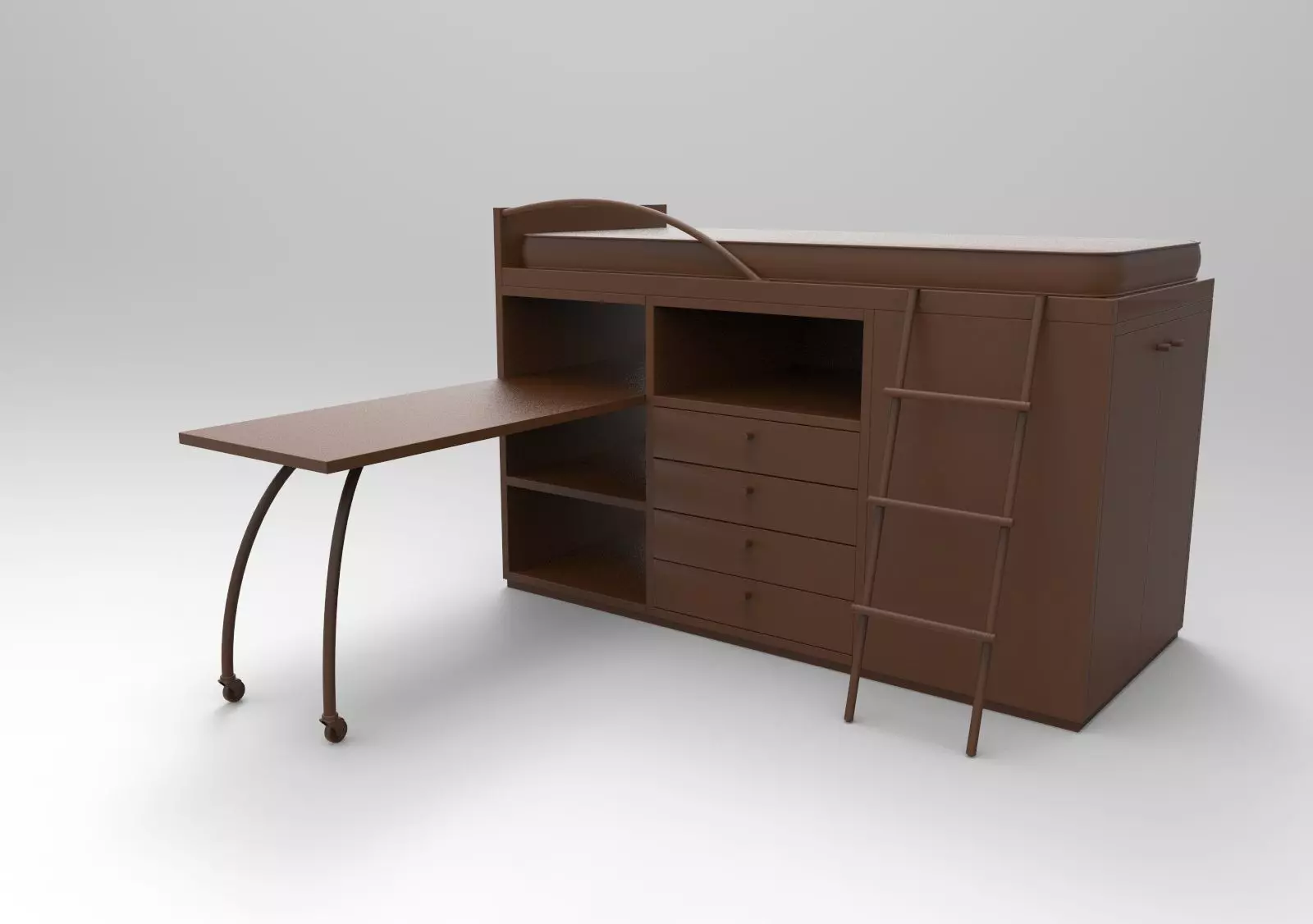 table010 bunk bed with desk 3D print model_0