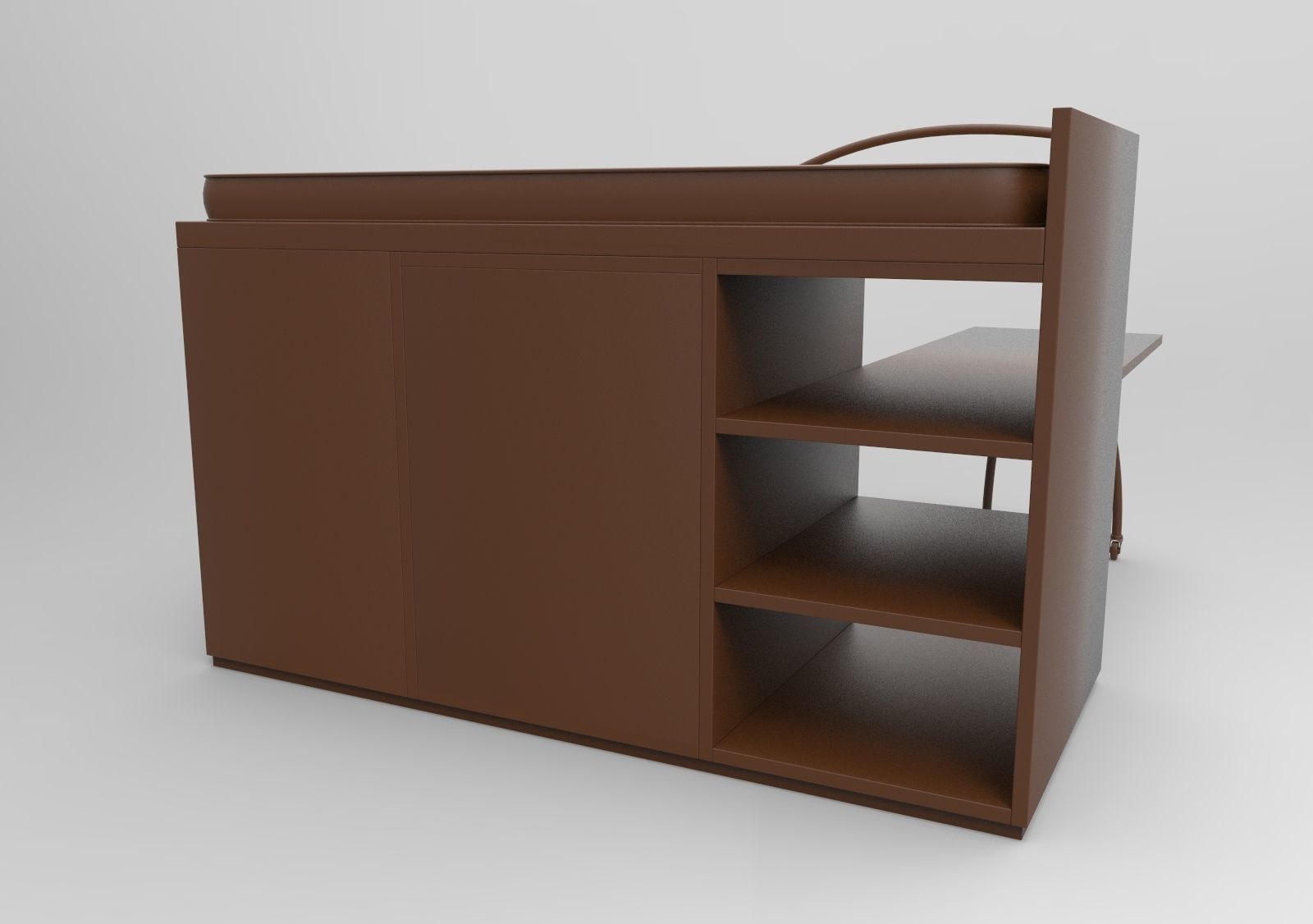 table010 bunk bed with desk 3D print model_4