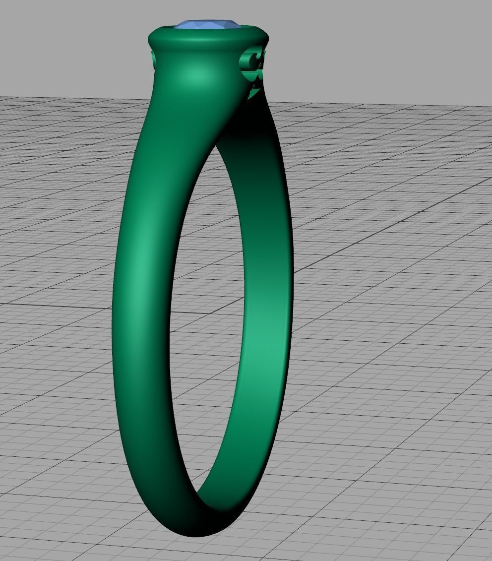 Bezel Set Engagement ring for 4mm stone 3dmodel 3D print model_17