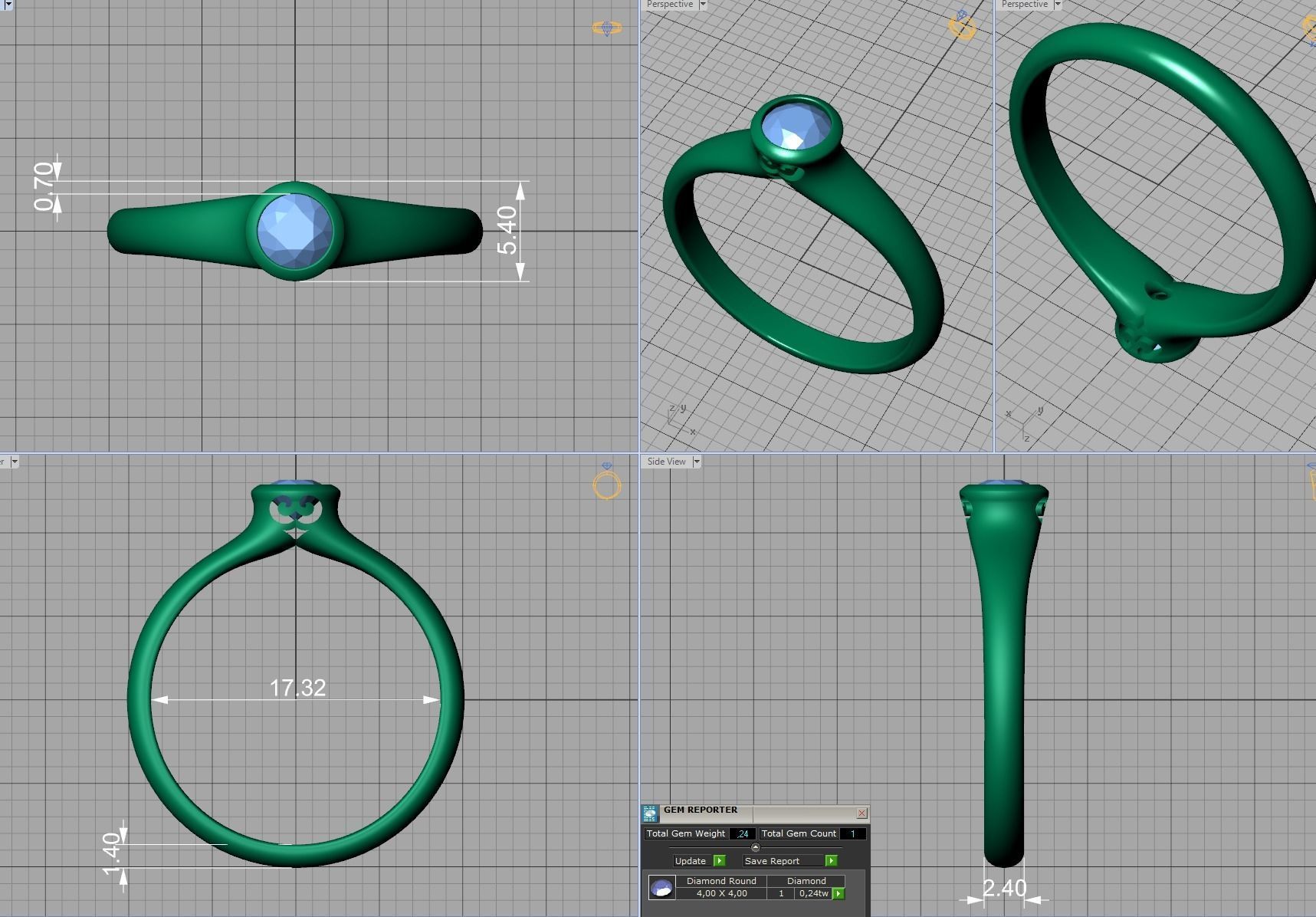 Bezel Set Engagement ring for 4mm stone 3dmodel 3D print model_14