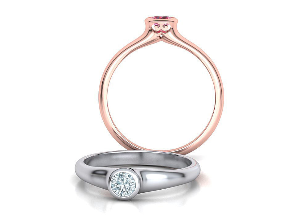 Bezel Set Engagement ring for 4mm stone 3dmodel 3D print model_1
