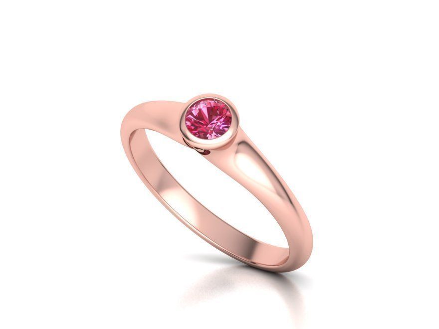 Bezel Set Engagement ring for 4mm stone 3dmodel 3D print model_2