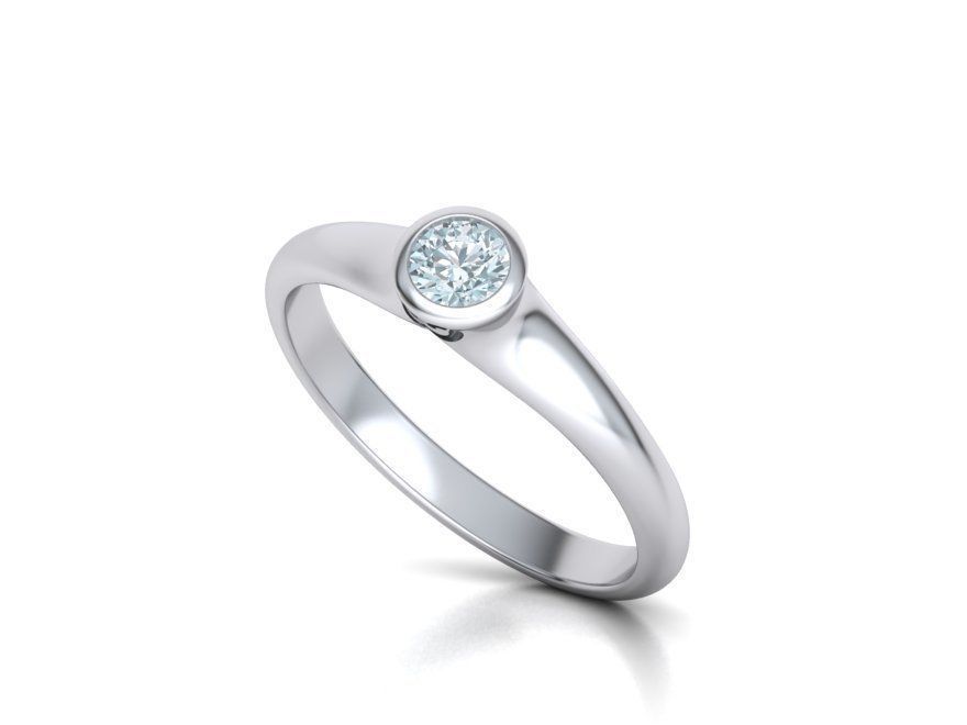 Bezel Set Engagement ring for 4mm stone 3dmodel 3D print model_5