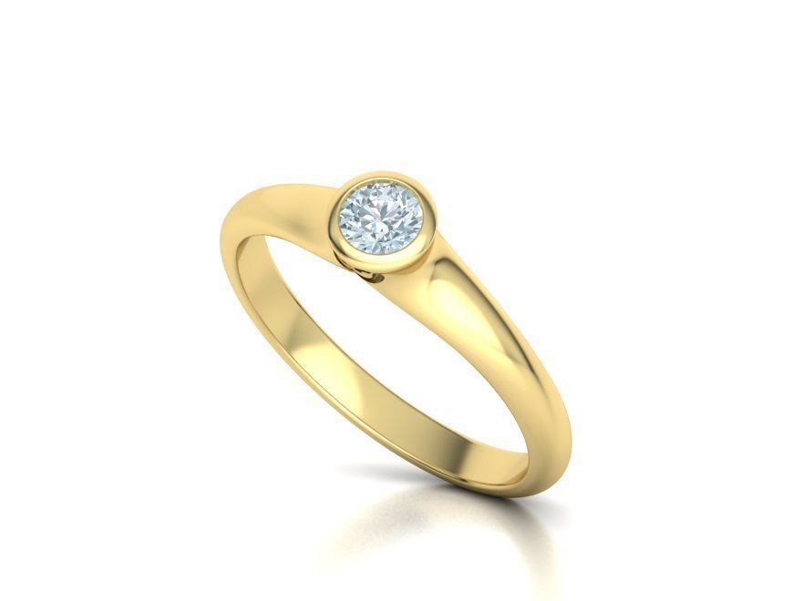 Bezel Set Engagement ring for 4mm stone 3dmodel 3D print model_4