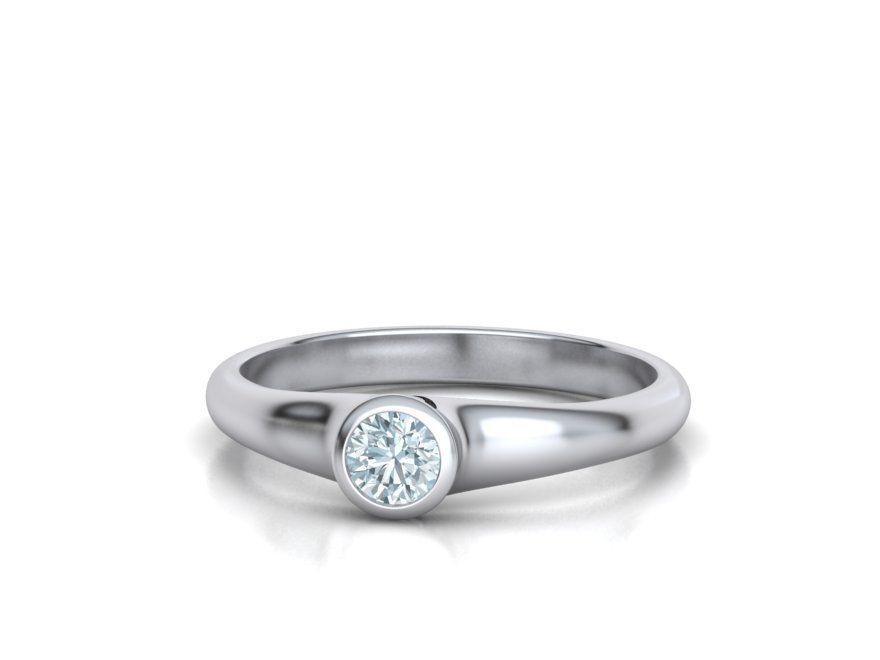 Bezel Set Engagement ring for 4mm stone 3dmodel 3D print model_8