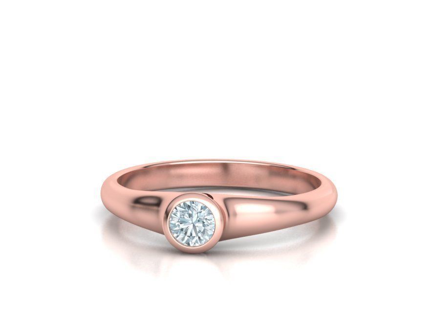 Bezel Set Engagement ring for 4mm stone 3dmodel 3D print model_7