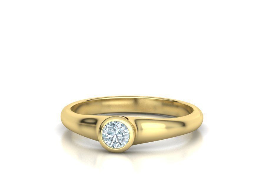 Bezel Set Engagement ring for 4mm stone 3dmodel 3D print model_9