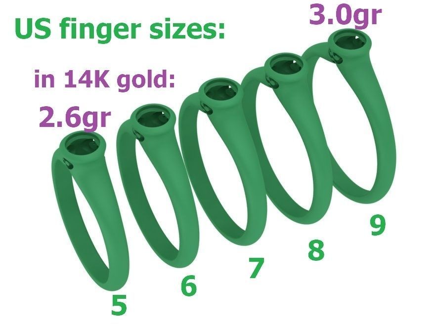 Bezel Set Engagement ring for 4mm stone 3dmodel 3D print model_15