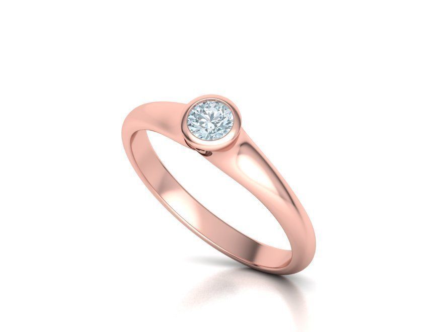 Bezel Set Engagement ring for 4mm stone 3dmodel 3D print model_3