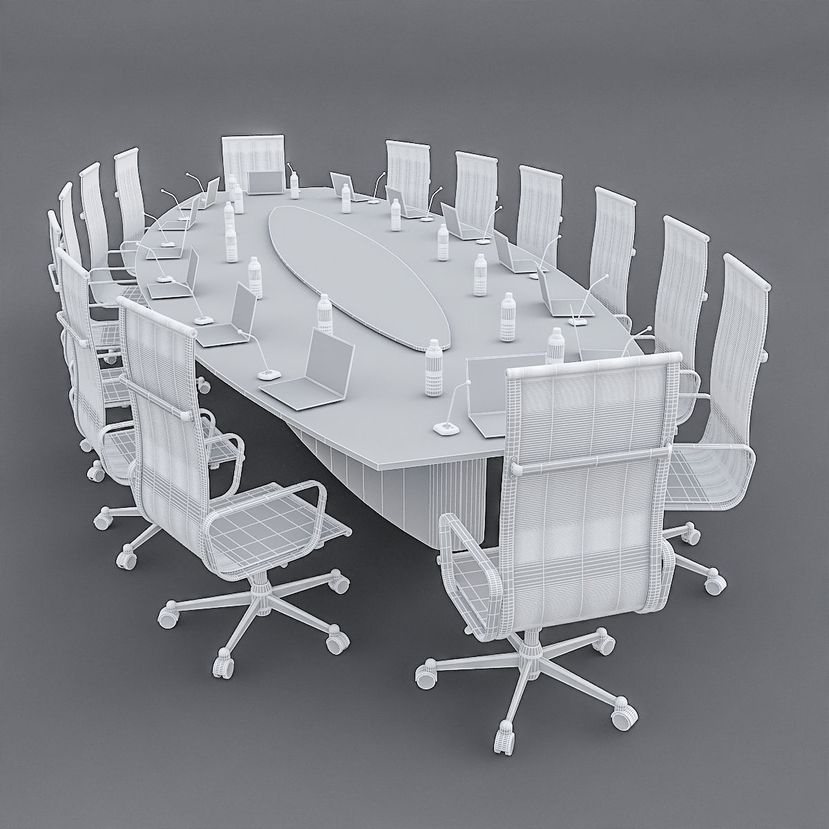 Meeting Table 3D Model 01 Low-poly 3D model_3
