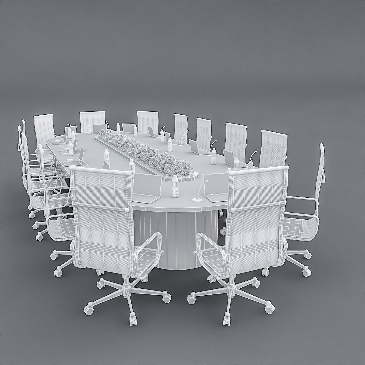 Meeting Table 3D Model 02 Low-poly 3D model_3