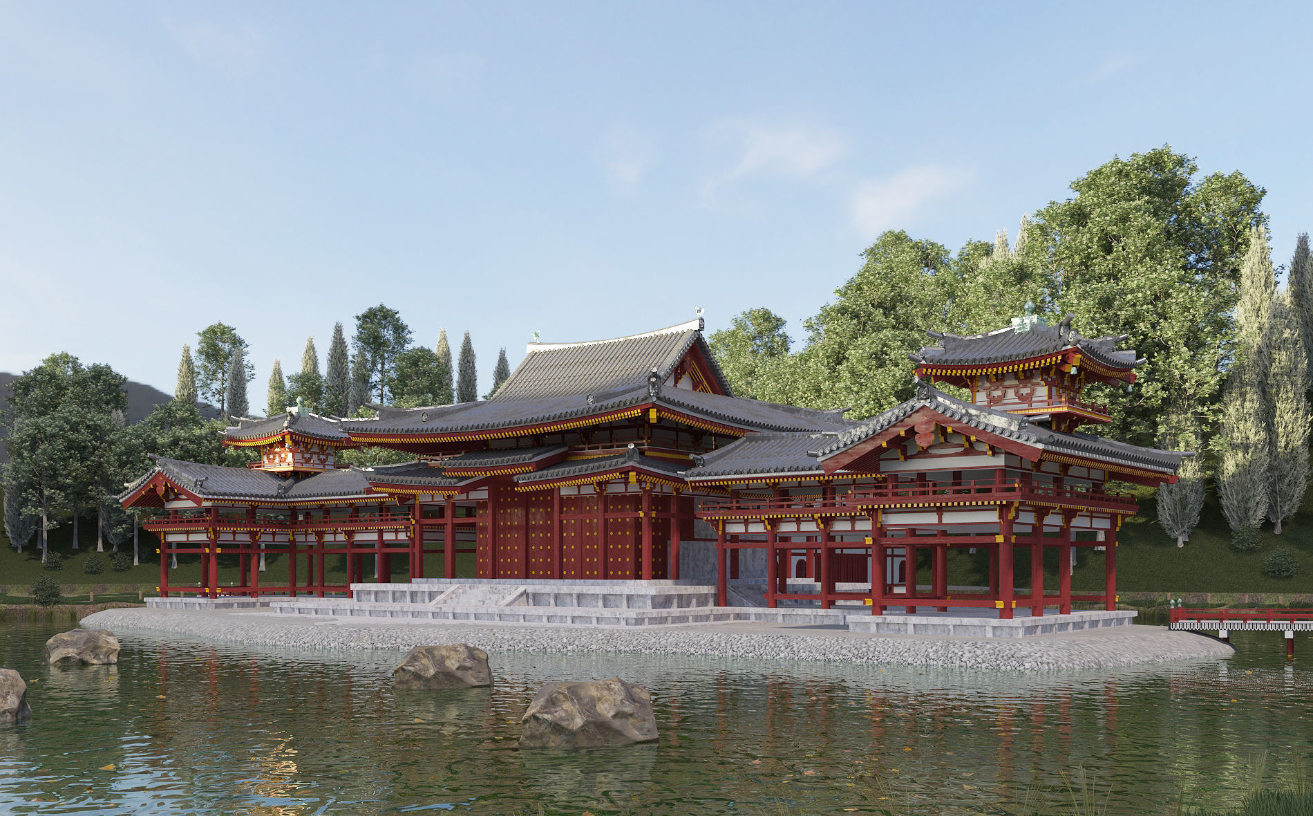 Byodo-In Japanese Temple 3D model_6