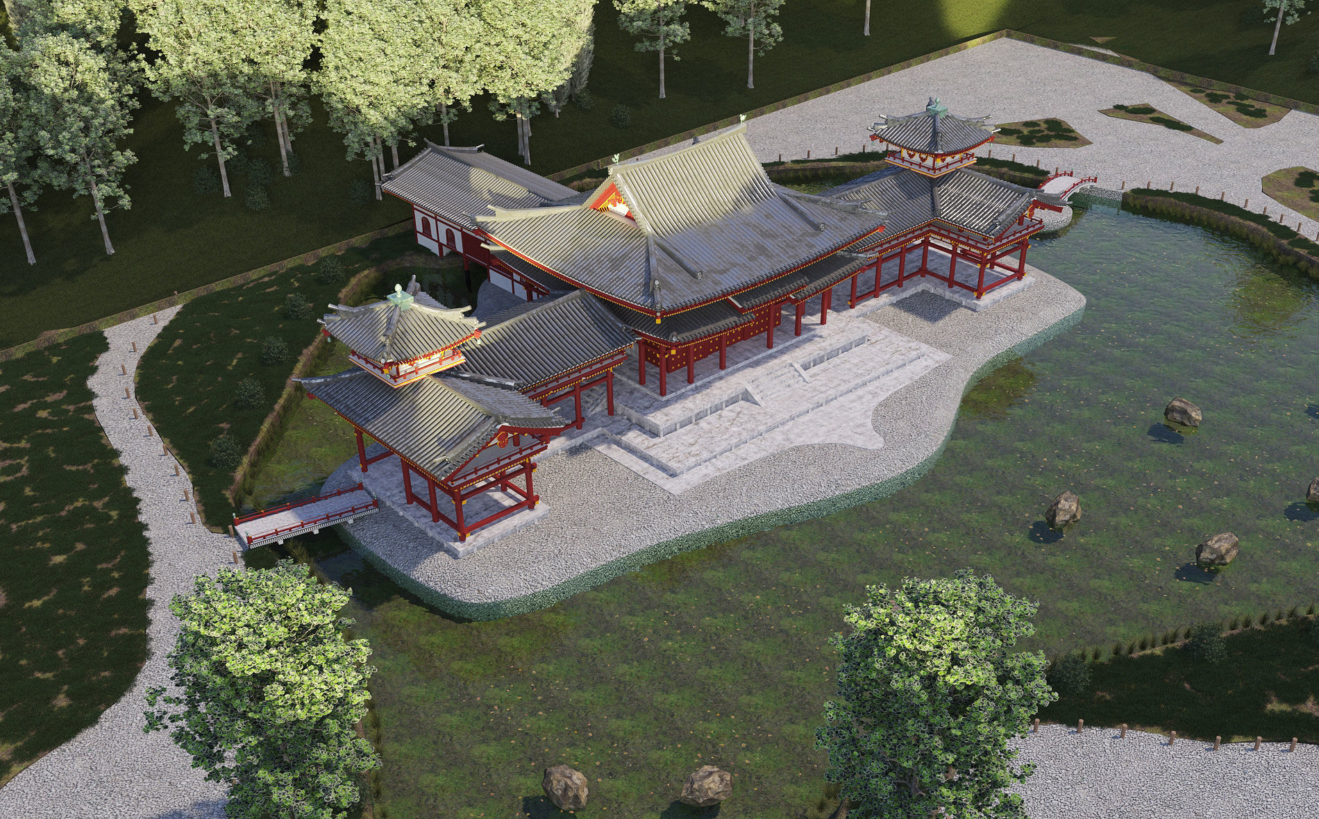 Byodo-In Japanese Temple 3D model_8