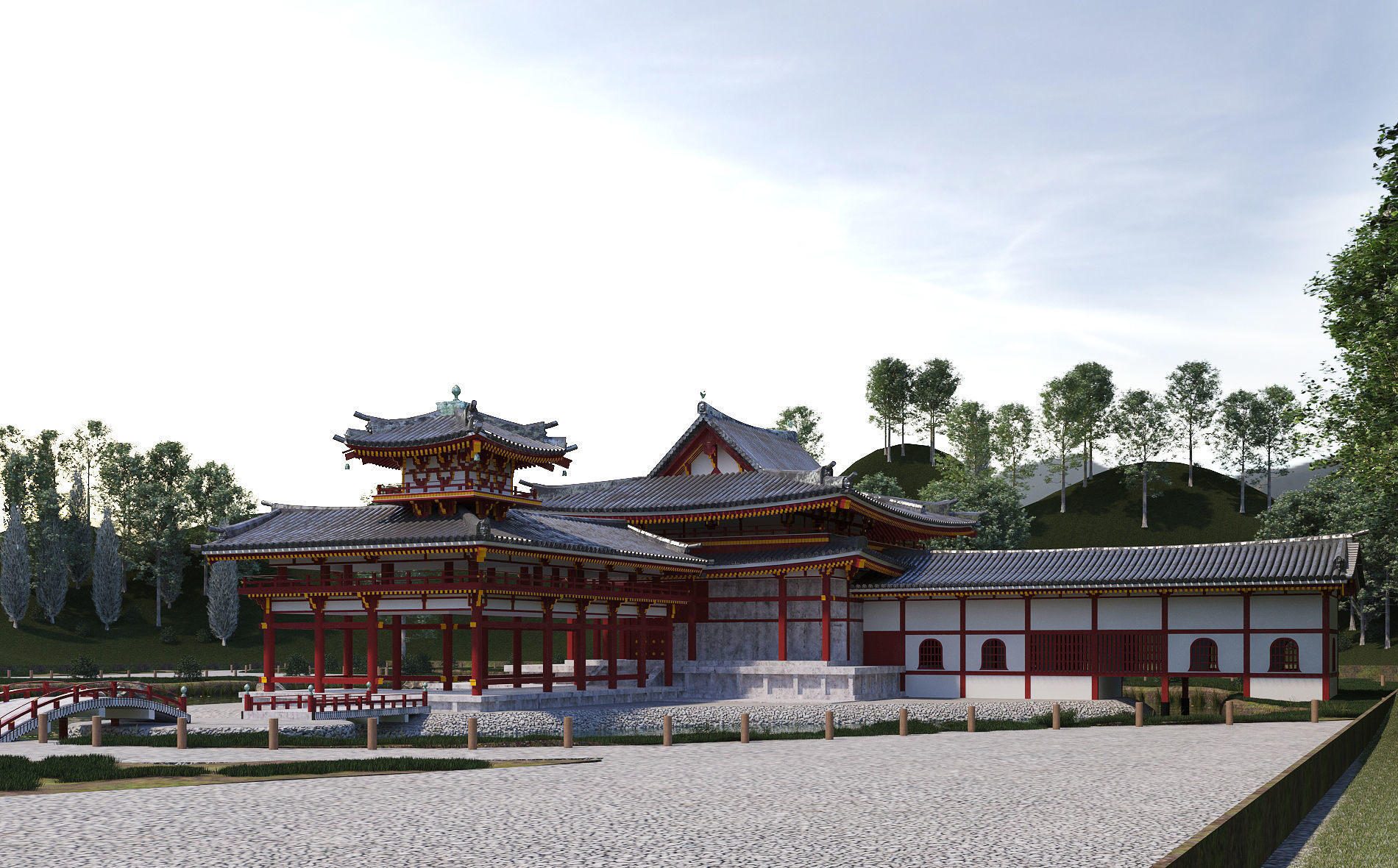 Byodo-In Japanese Temple 3D model_7