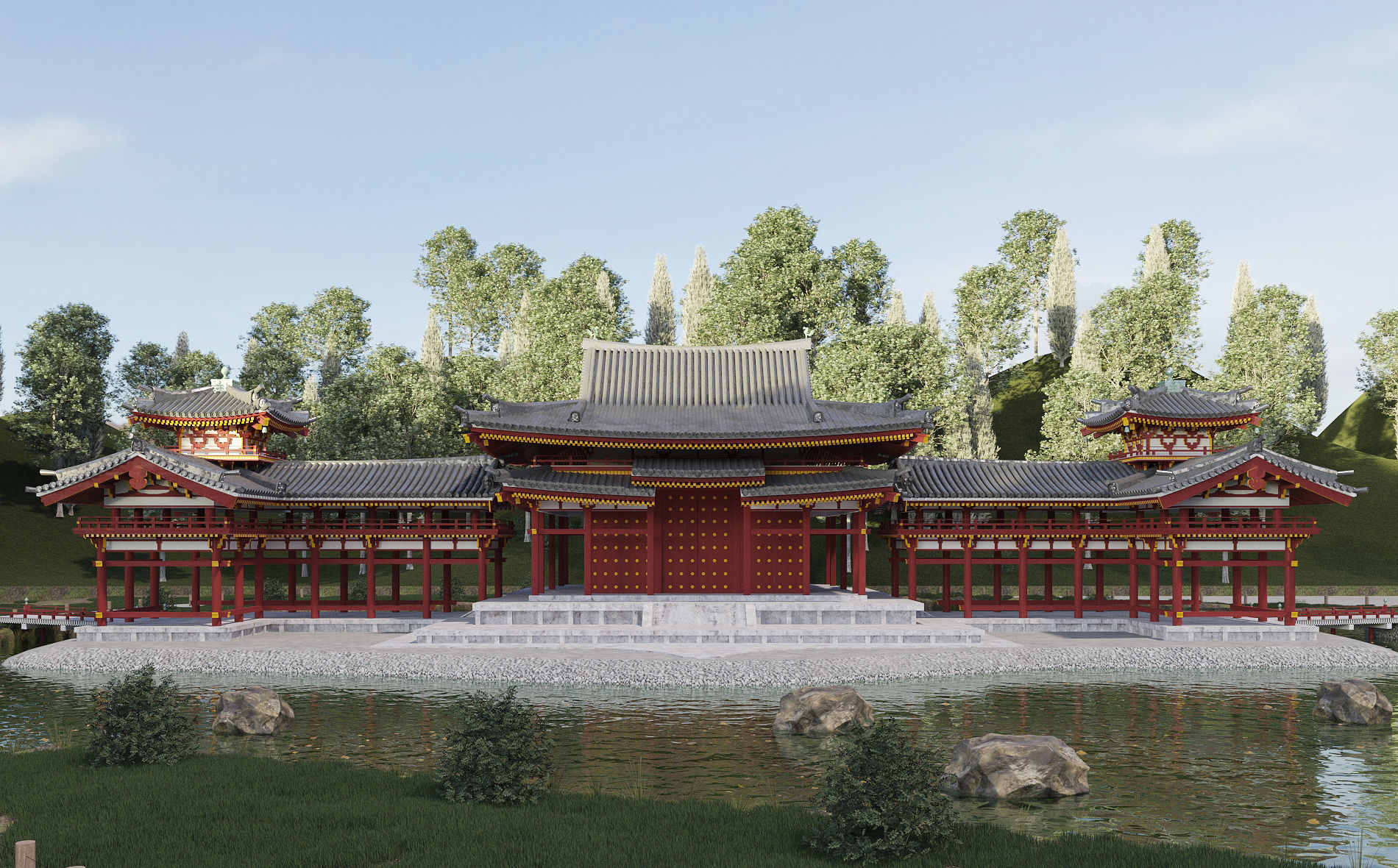 Byodo-In Japanese Temple 3D model_4