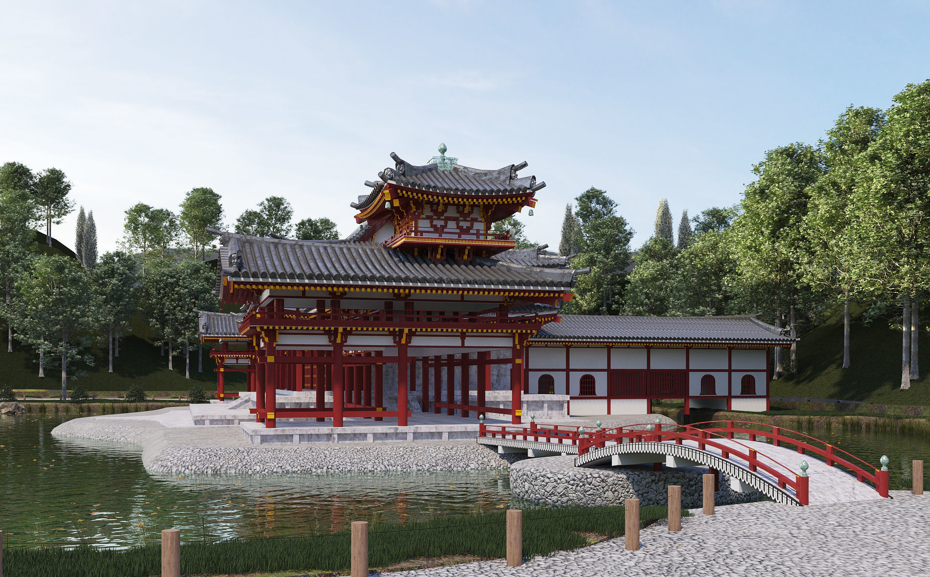 Byodo-In Japanese Temple 3D model_5
