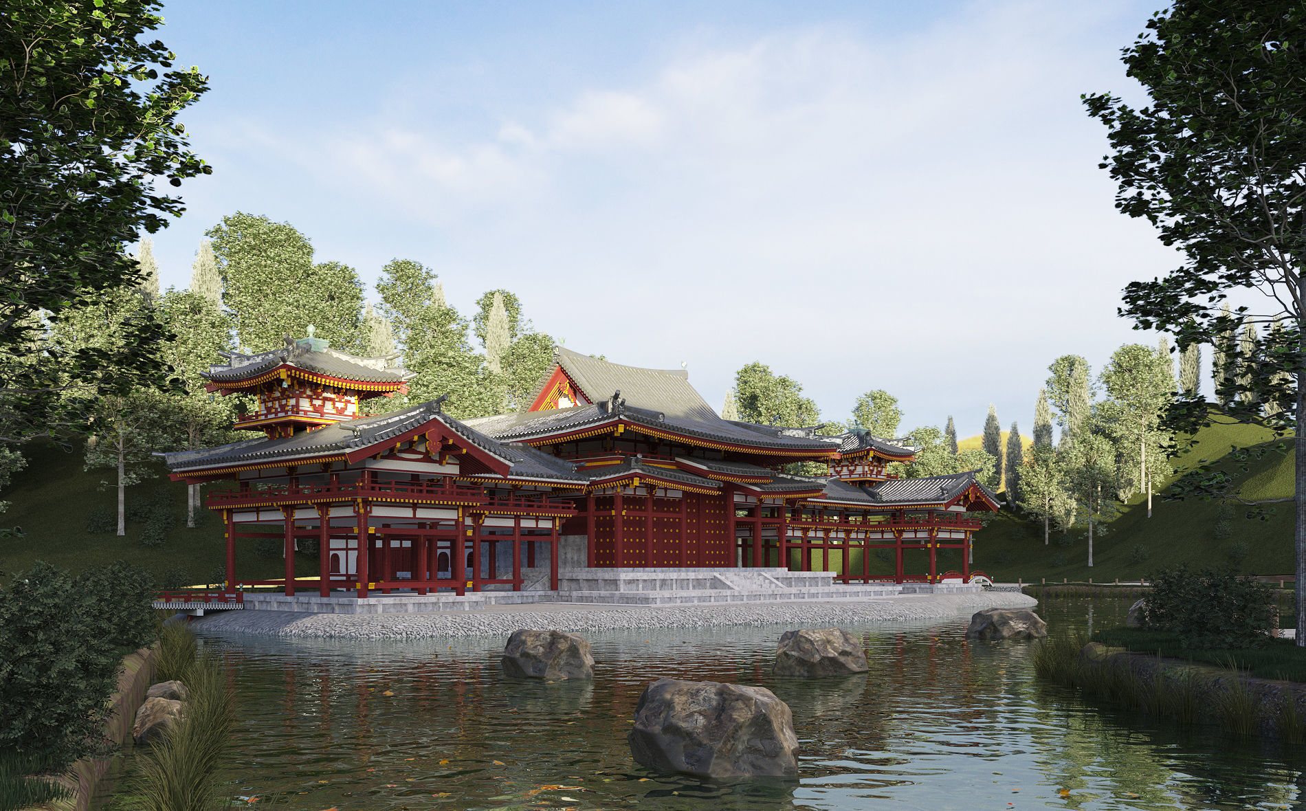 Byodo-In Japanese Temple 3D model_1