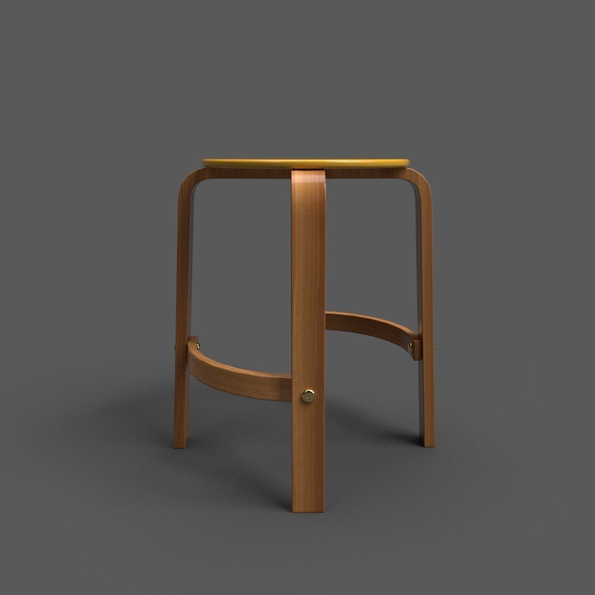 Quad Stool With Footrest Low-poly 3D model_2