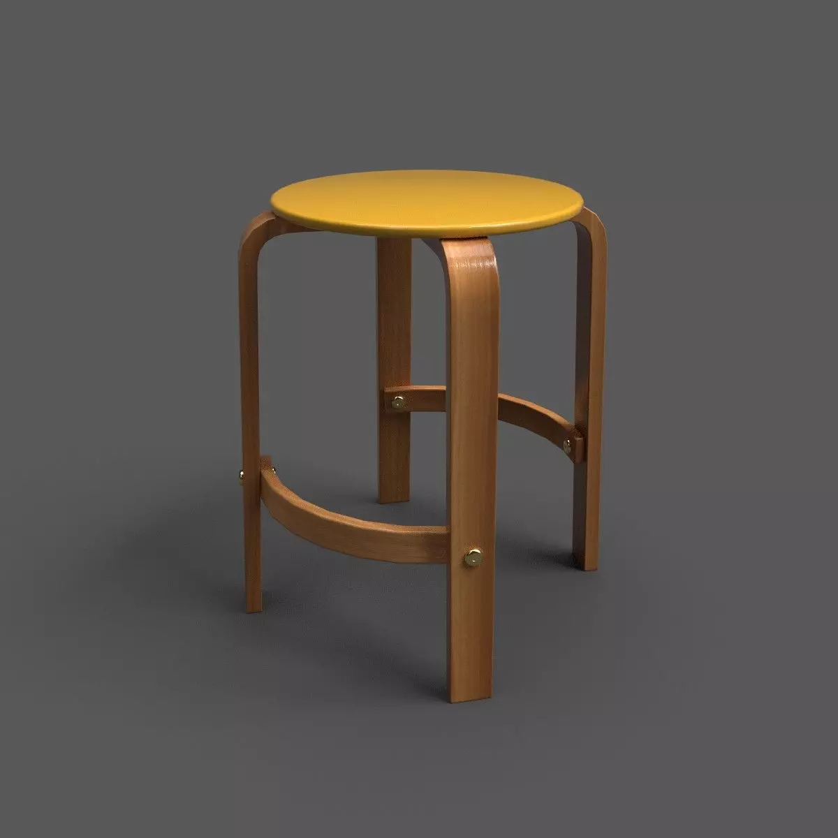 Quad Stool With Footrest Low-poly 3D model_0