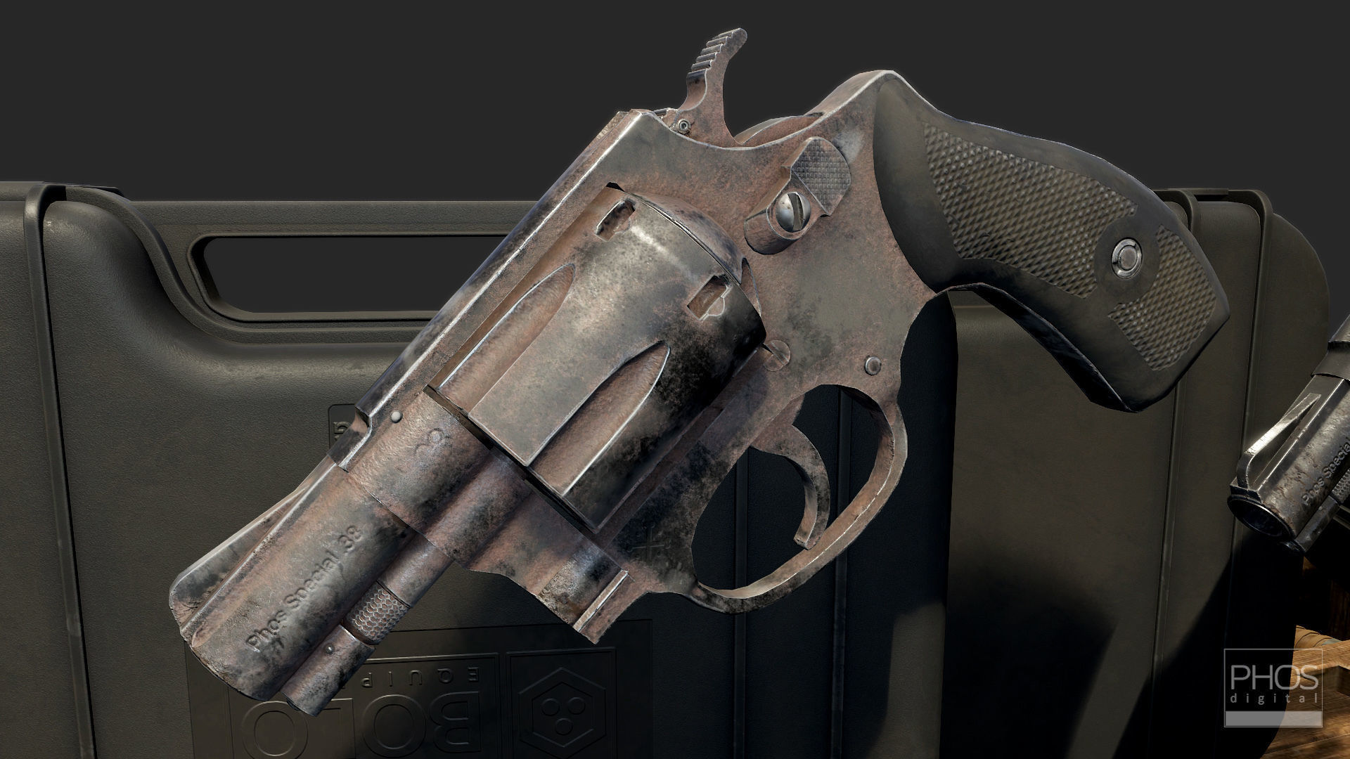 HQ PBR Snubnose Revolver 38 Low-poly 3D model_6