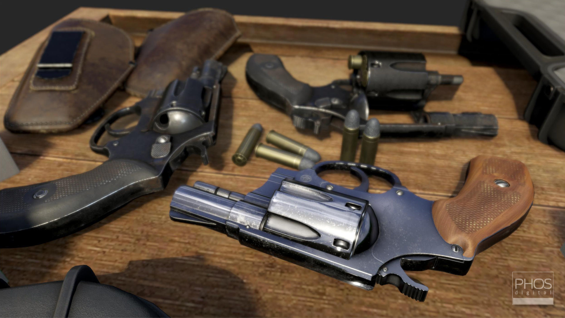 HQ PBR Snubnose Revolver 38 Low-poly 3D model_2