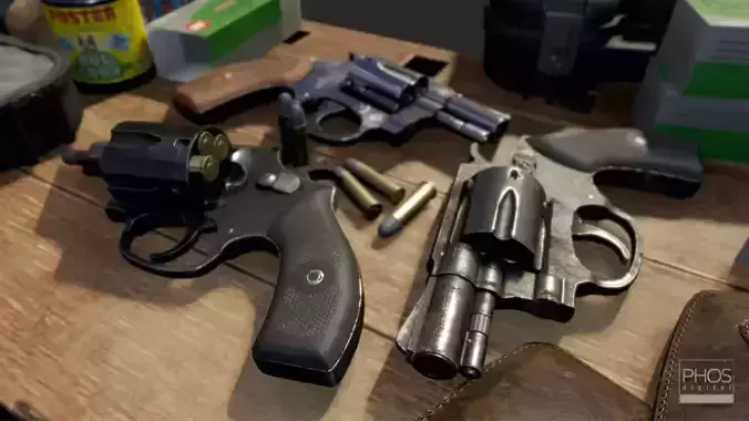 HQ PBR Snubnose Revolver 38 Low-poly 3D model