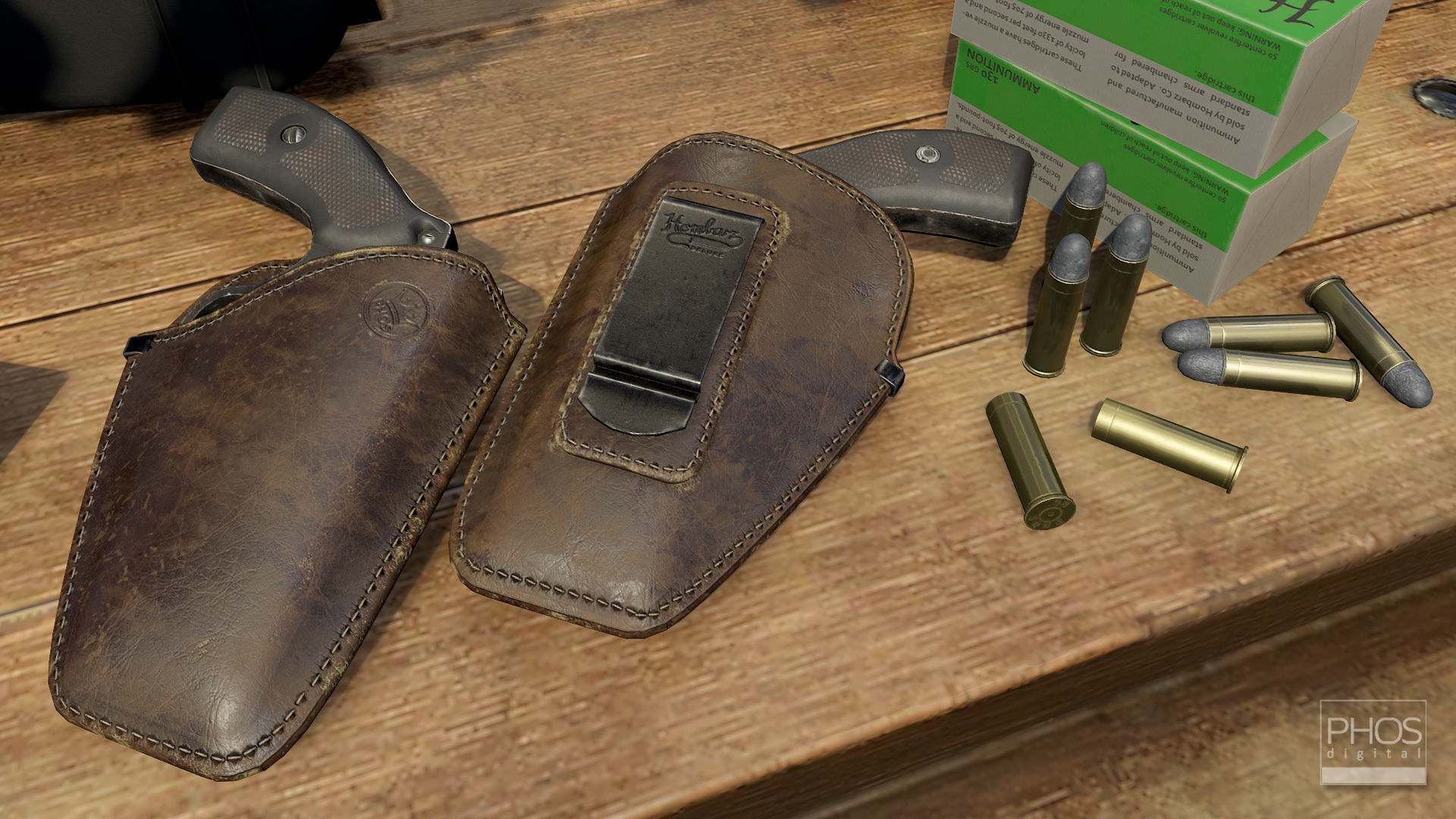 HQ PBR Snubnose Revolver 38 Low-poly 3D model_4