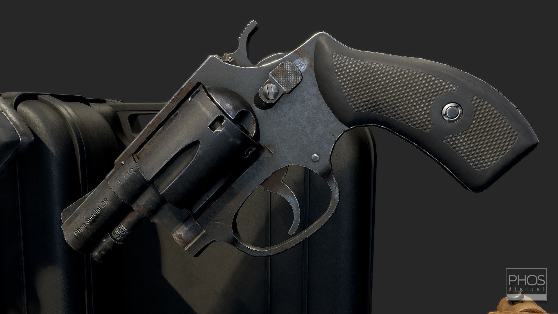 HQ PBR Snubnose Revolver 38 Low-poly 3D model_7