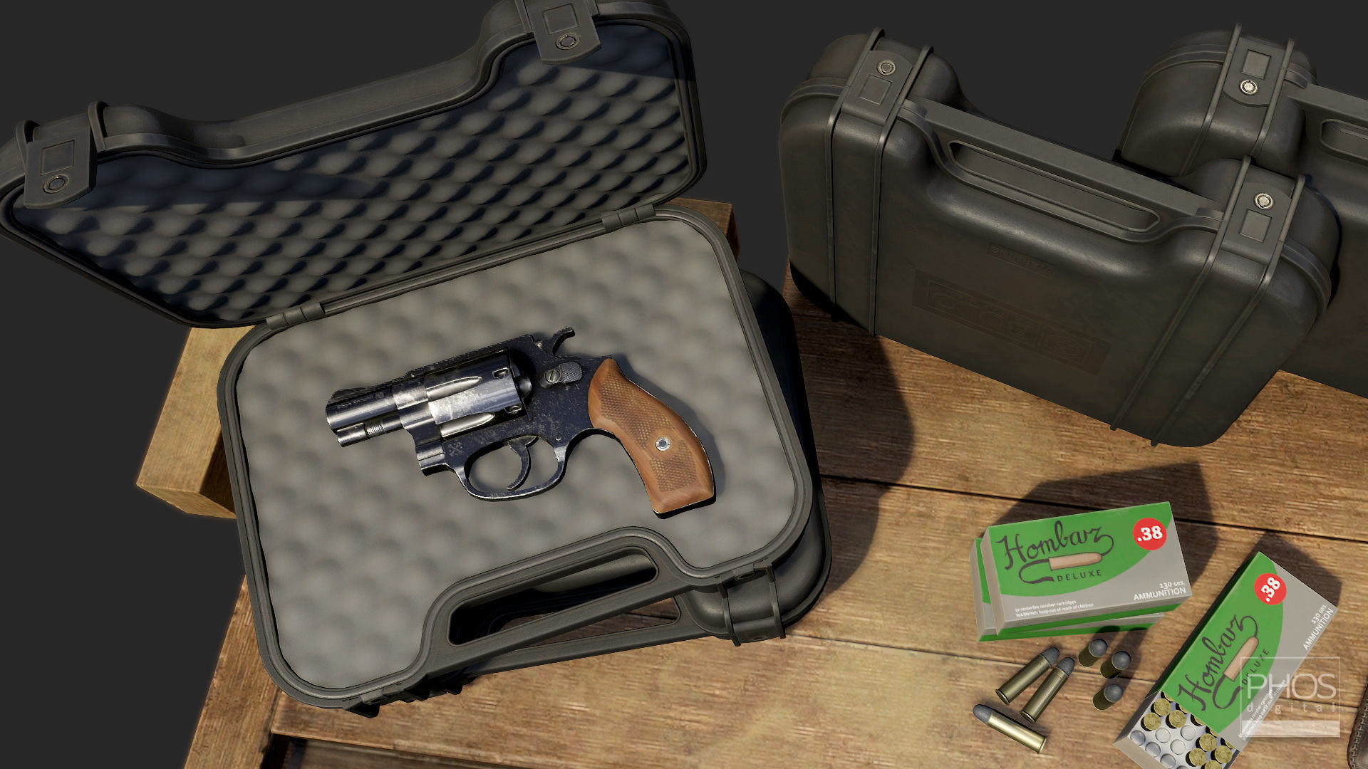 HQ PBR Snubnose Revolver 38 Low-poly 3D model_3