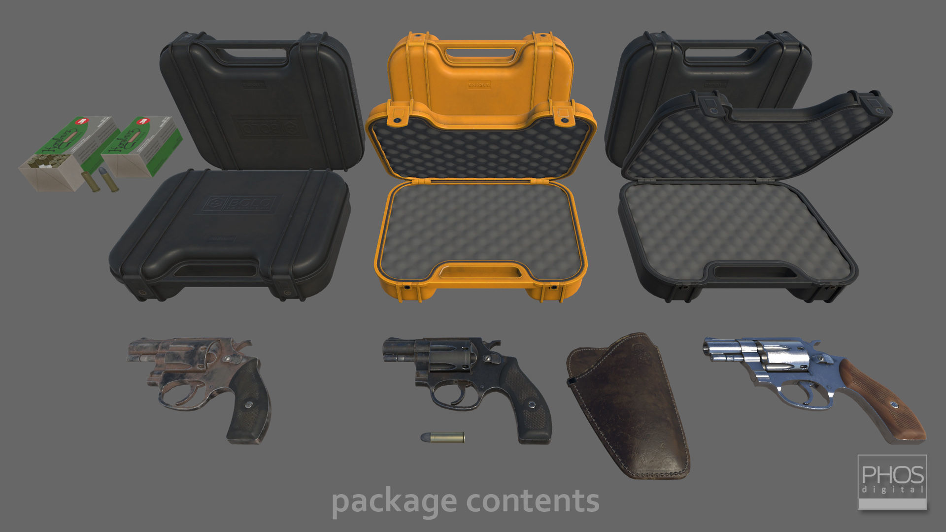 HQ PBR Snubnose Revolver 38 Low-poly 3D model_9