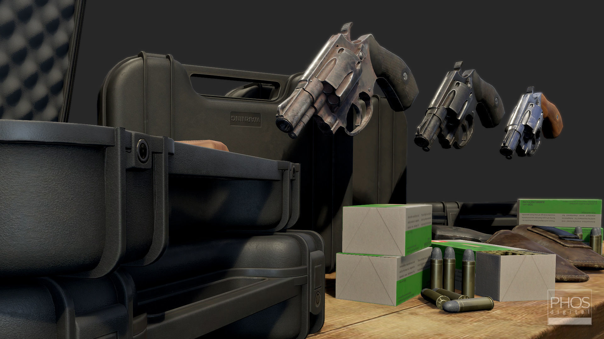 HQ PBR Snubnose Revolver 38 Low-poly 3D model_5