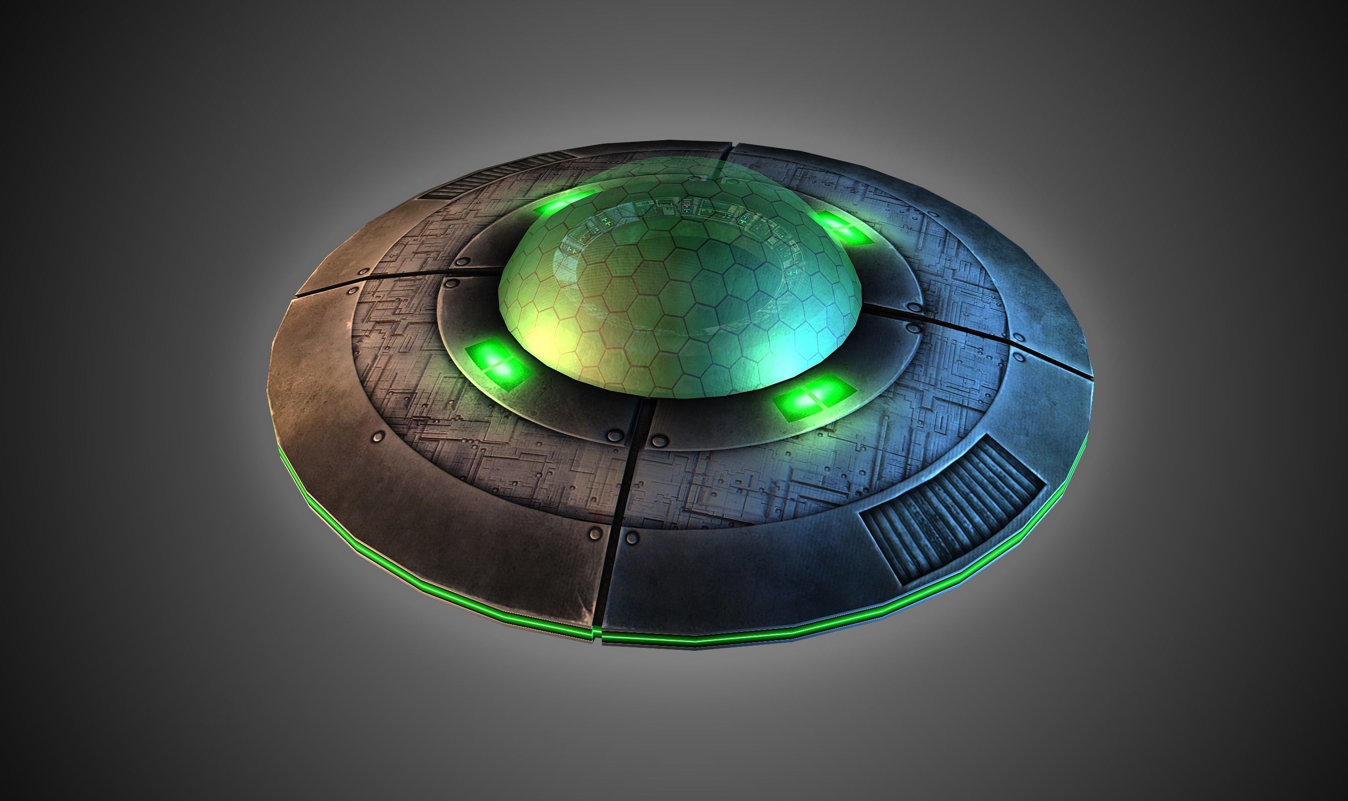 FREE Flying Saucer Free low-poly 3D model_3