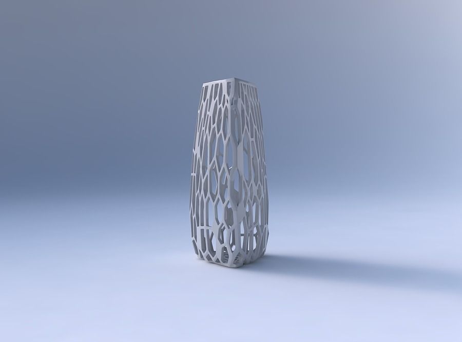 Vase triangle with faceted organic lattice 3D print model_4
