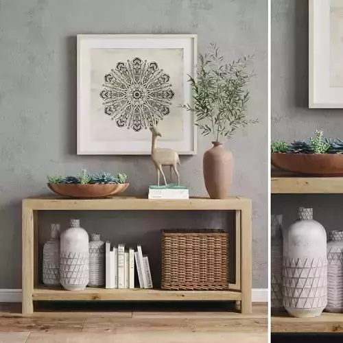 Pottery barn decor set HADLEY HERRINGBONE  WOOD CONSOLE TABLE 3D model