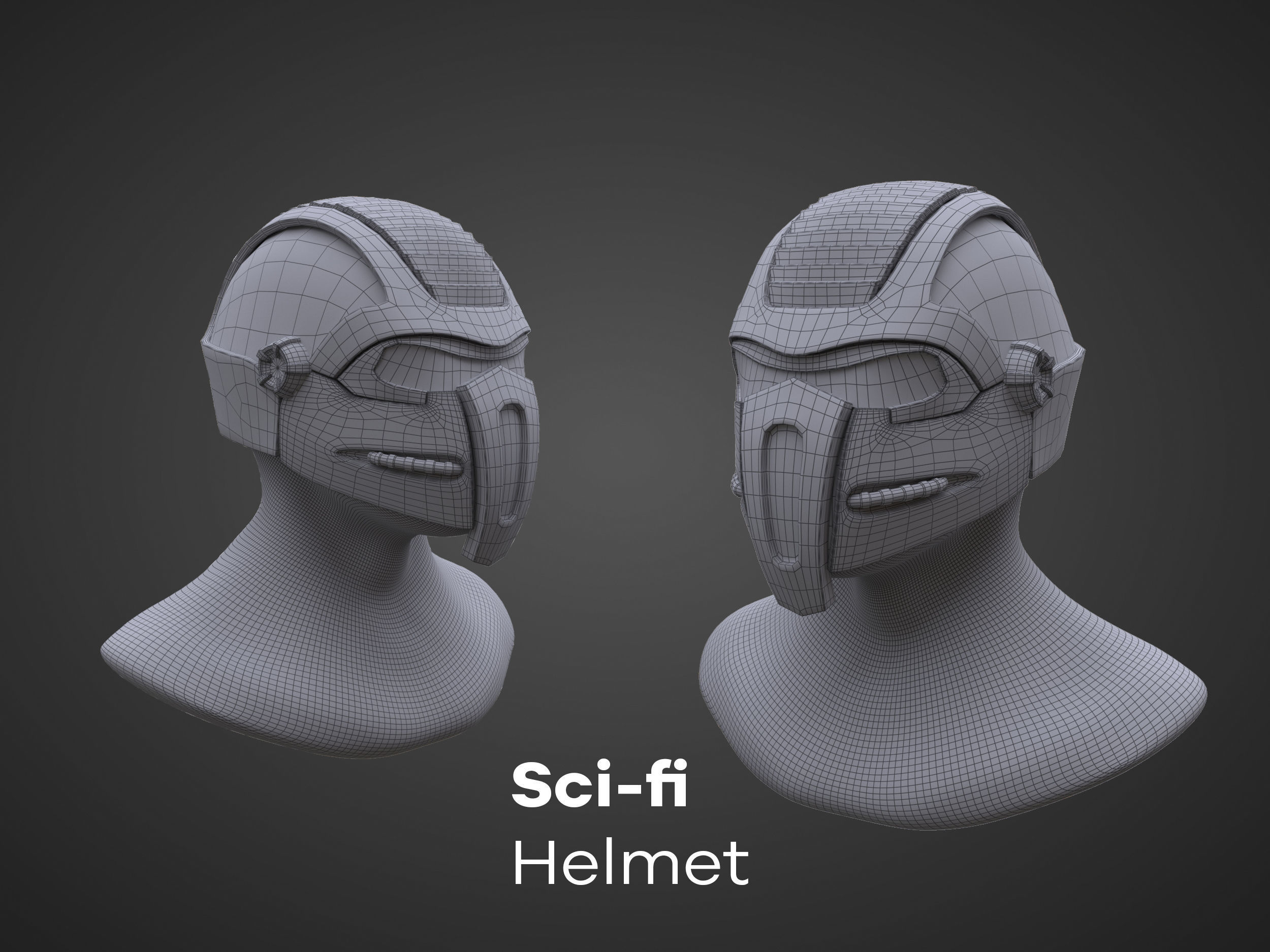 Sci-fi Helmet - PBR - Lowpoly - Low-poly 3D model_1