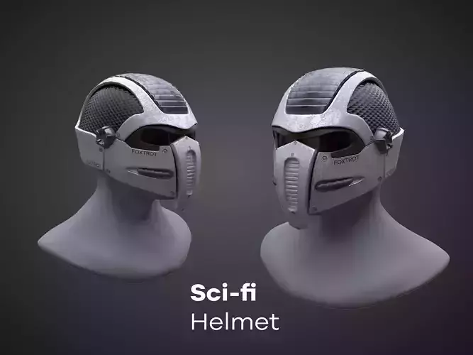 Sci-fi Helmet - PBR - Lowpoly - Low-poly 3D model Sci-fi Helmet - PBR - Lowpoly - Low-poly 3D model